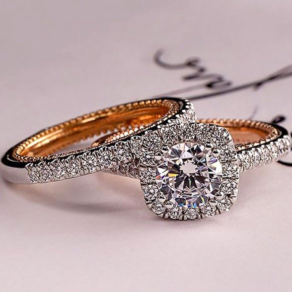 ⚡ Round Zircon Macro Pave Beautiful Classic Wedding Ring for Women, PD468 - Picture 1 of 6